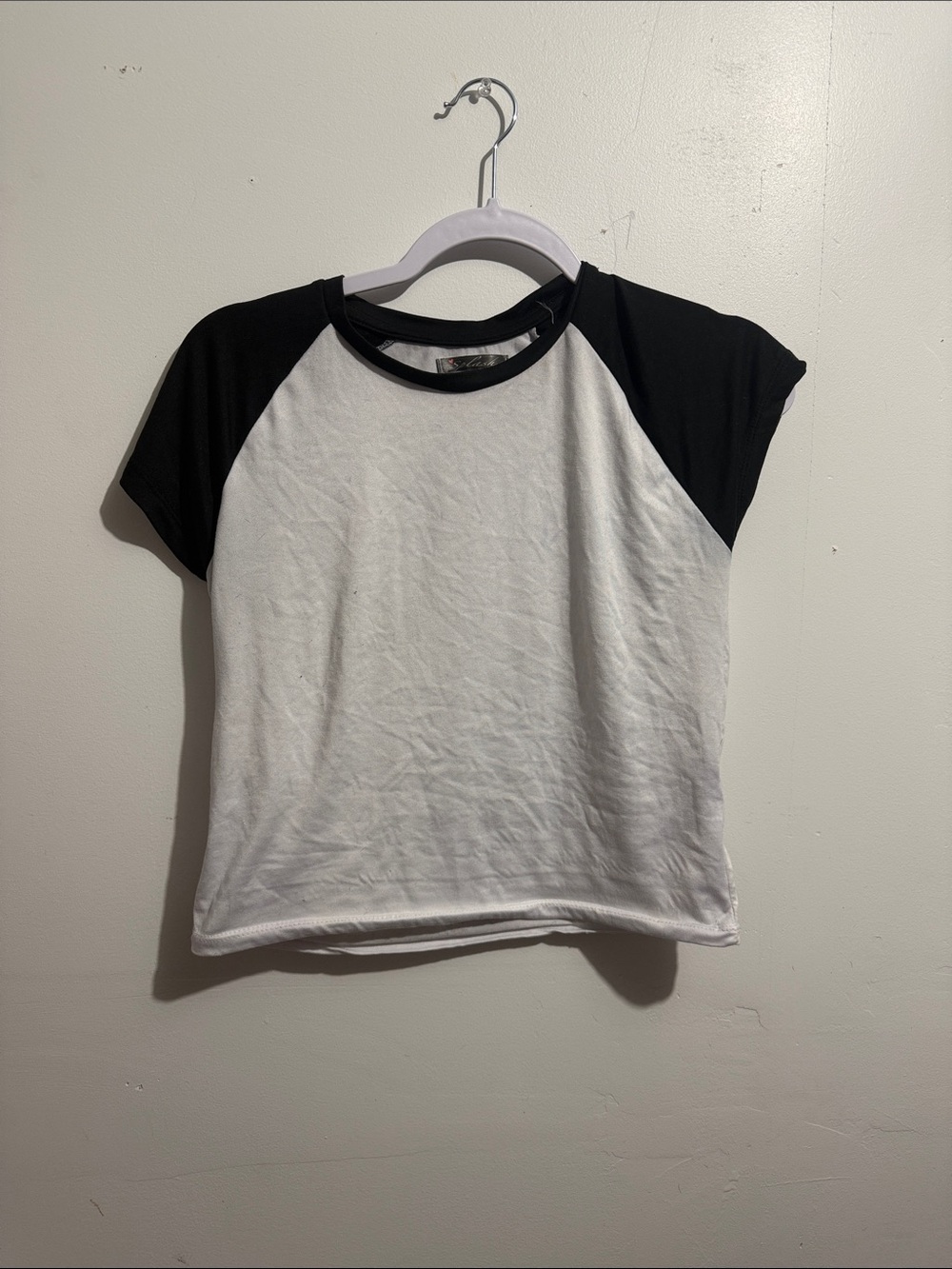 Splash Black and White Contrast Neck Tee